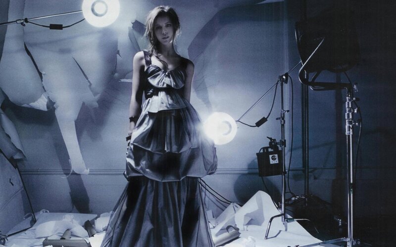 Woman in a Dark Dress — Blue, Dramatic