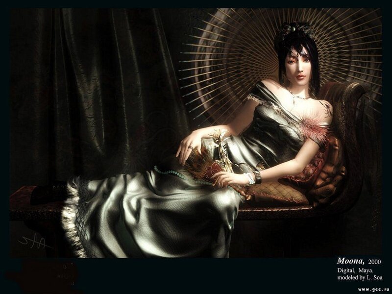 Woman in a dark gown
