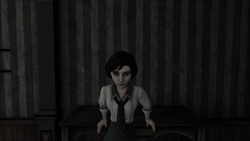 woman in a dark room