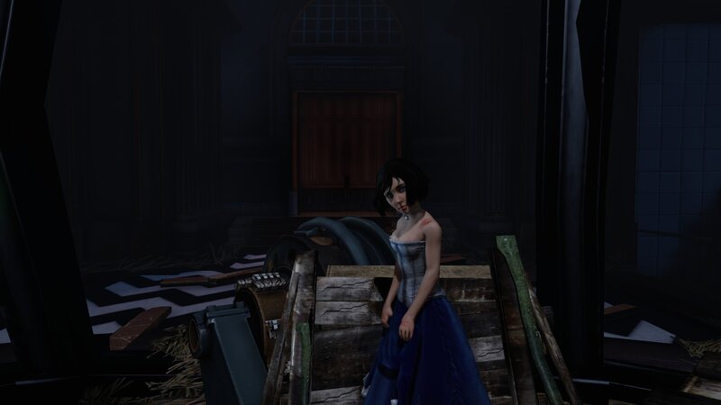 woman in a dark room