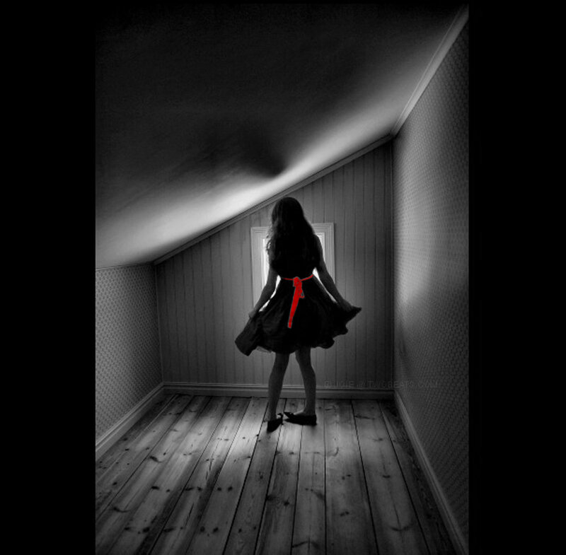 woman in a dark room