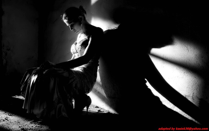 woman in a dark room