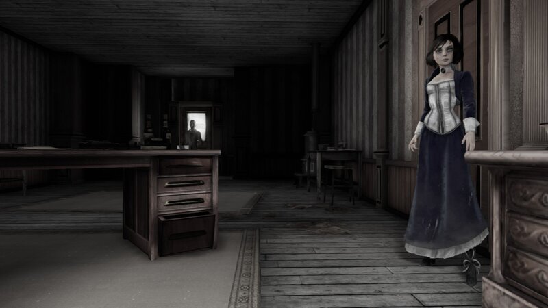 woman in a dark room
