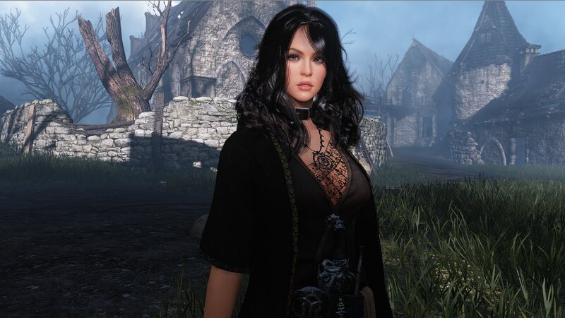 woman in a dark village