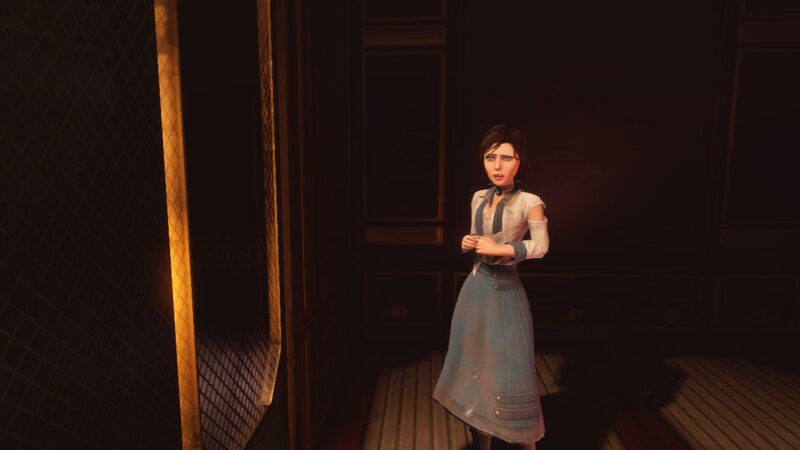 woman in a dimly lit room