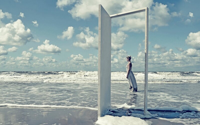 Woman in a Doorway — Blue