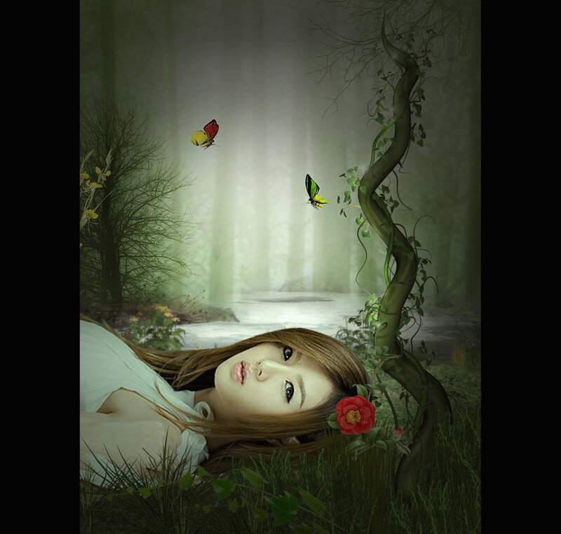 woman in a dreamy forest