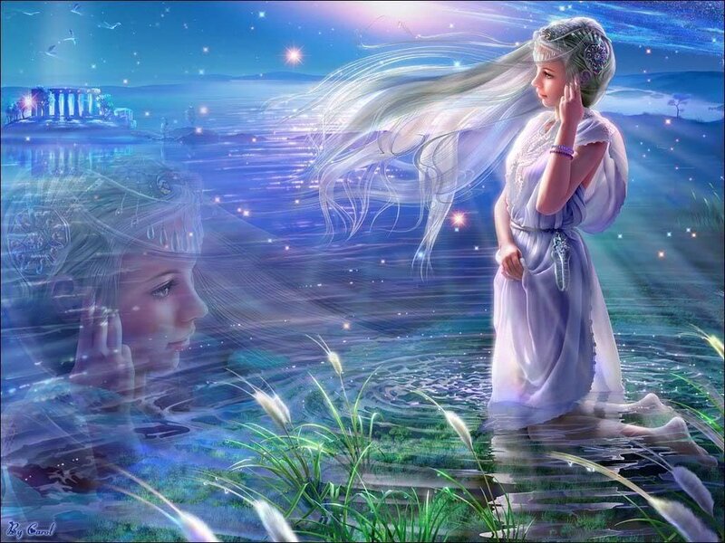 woman in a dreamy landscape