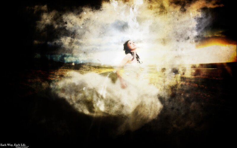 woman in a dreamy landscape