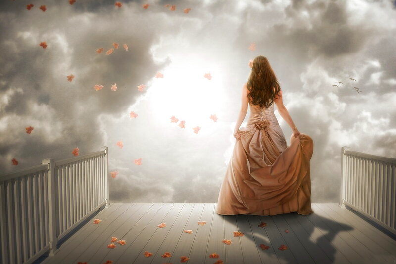 Woman in a Dress — Gray, Dramatic, Autumn