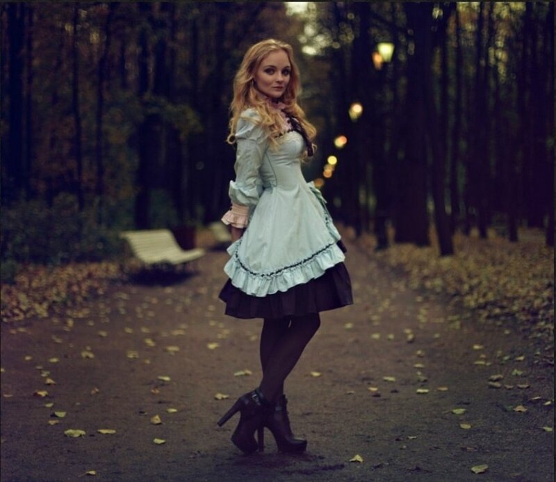 Woman in a Dress — White, Dramatic, Autumn