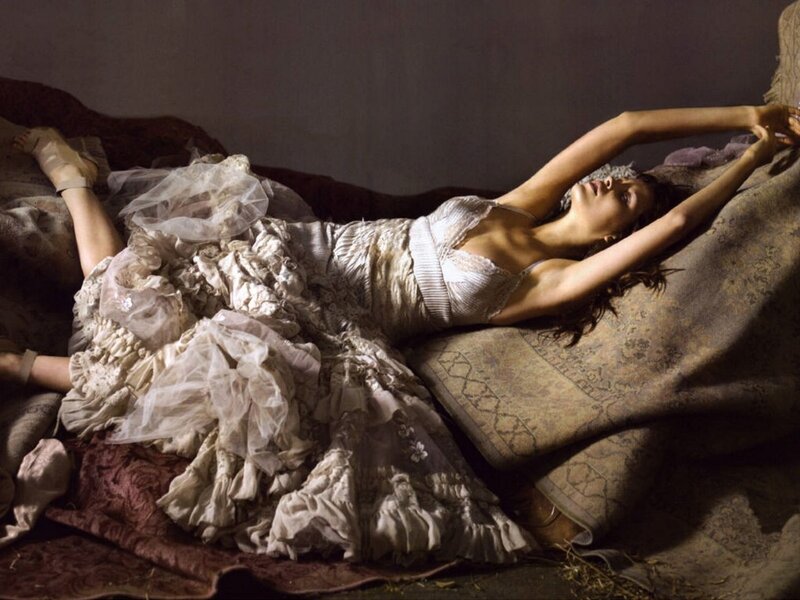 Woman in a Dress — White, Dramatic