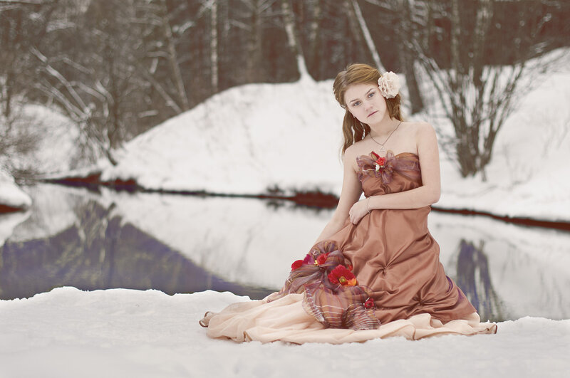 Woman in a Dress — White, Serene, Winter