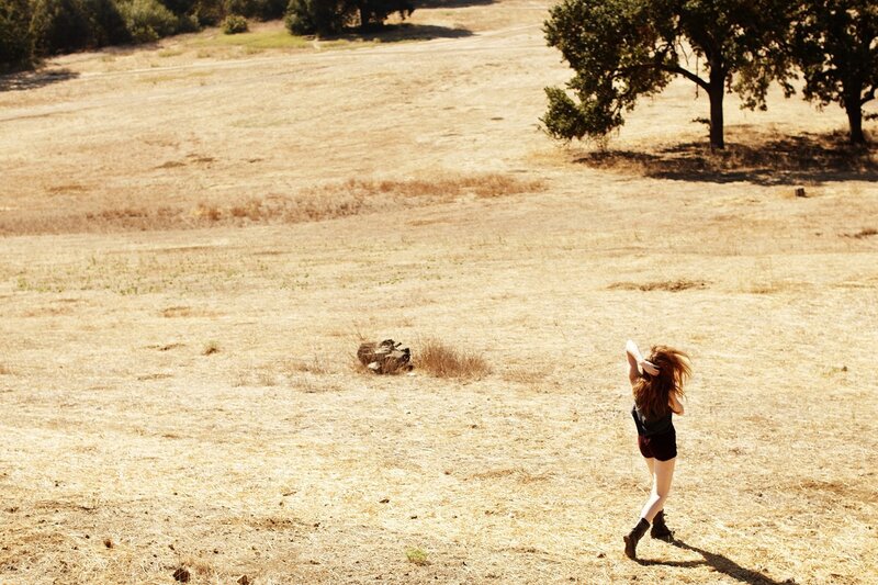 Woman in a dry field