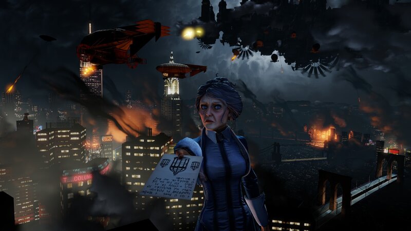 Woman in a dystopian city