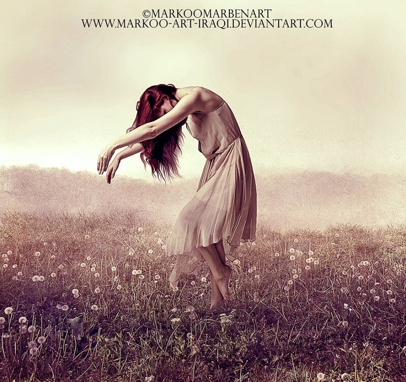 Woman in a Field — Beige, Melancholic