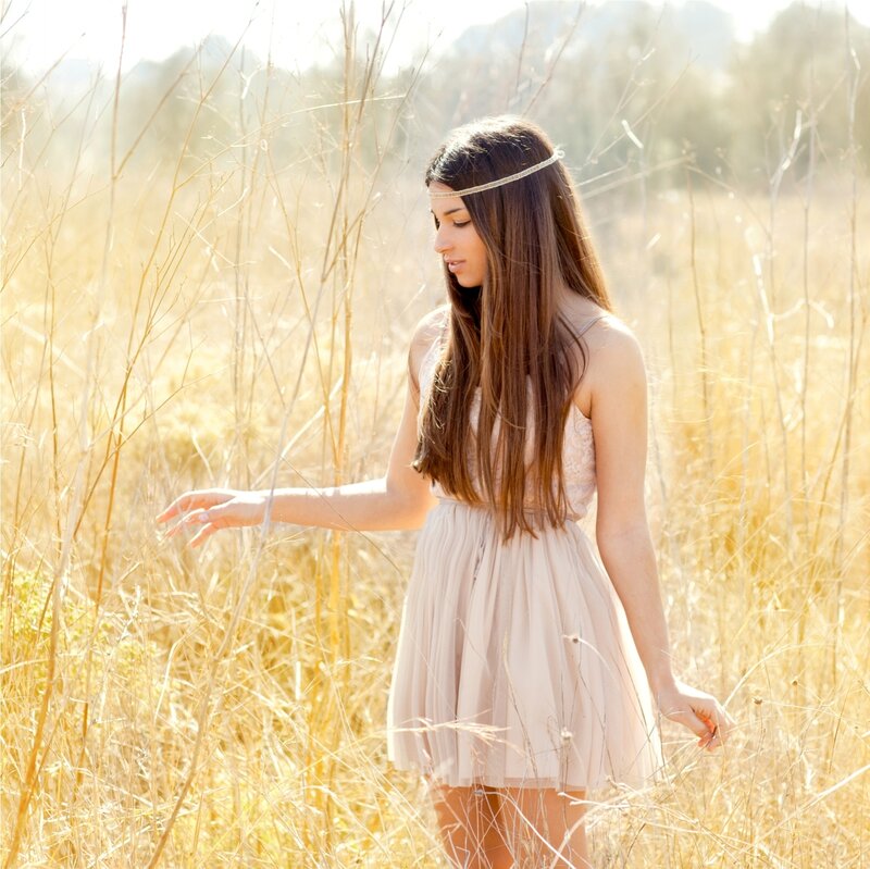 Woman in a Field — Beige, Serene