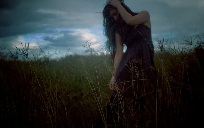 Woman in a Field — Blue