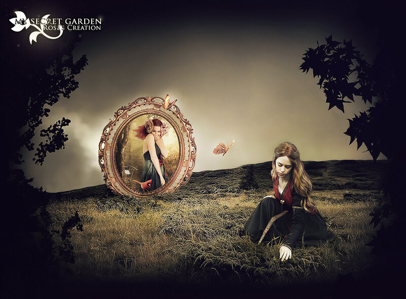 Woman in a Field — Brown, Dramatic, Night