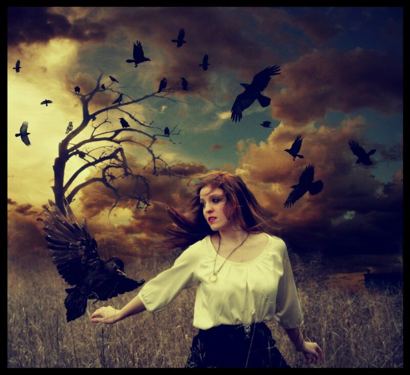 Woman in a Field — Brown, Dramatic, Sunset