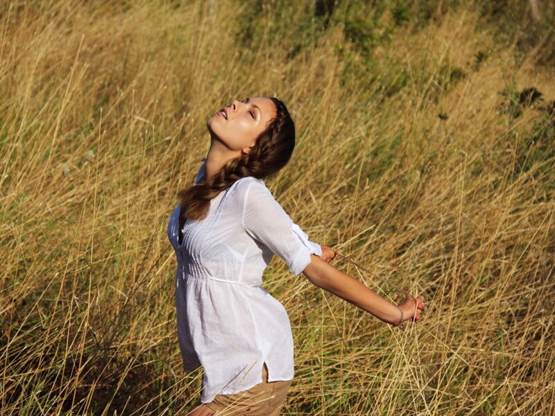 Woman in a Field — Brown