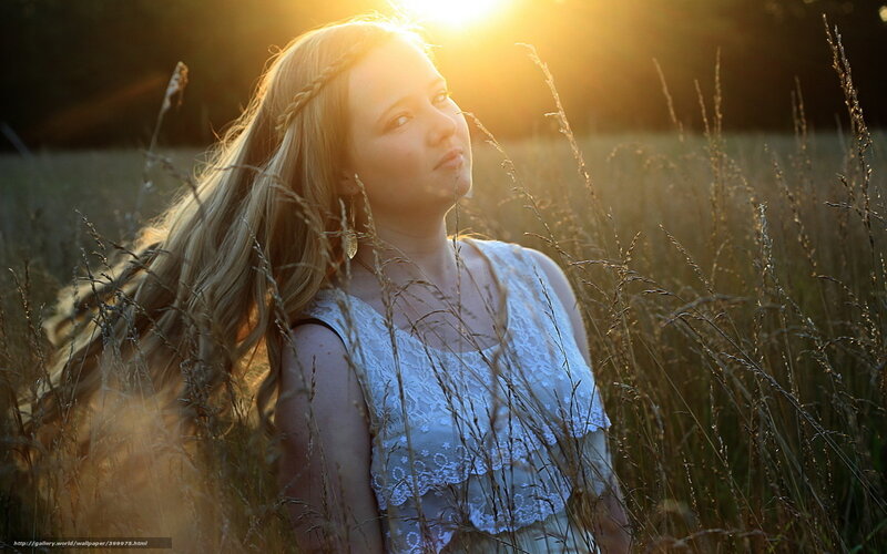 Woman in a Field — Gold, Serene, Sunset, Photograph, Sunlight