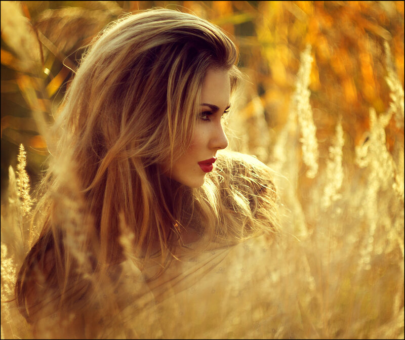 Woman in a Field — Gold, Serene