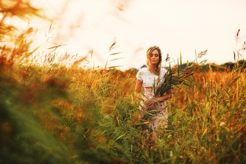 Woman in a Field — Golden