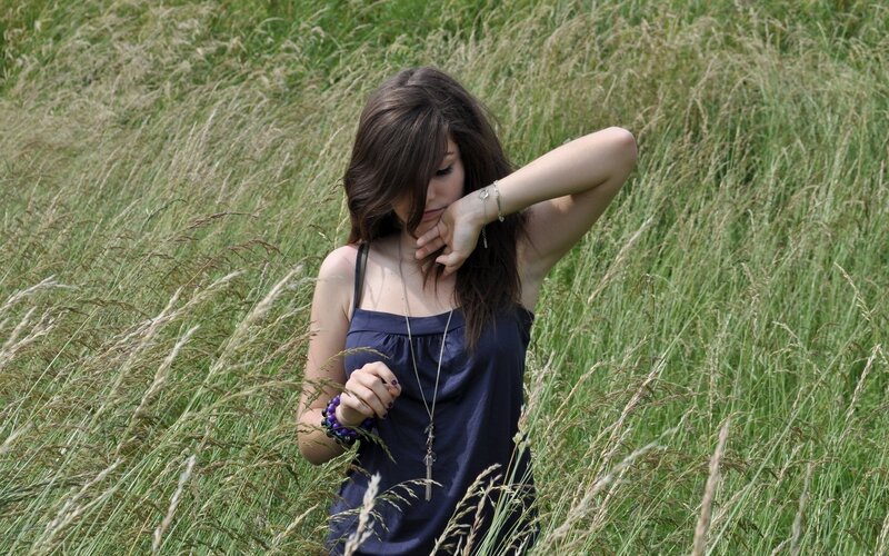 Woman in a Field — Green, Calm, Afternoon
