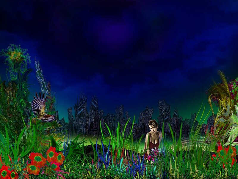 Woman in a Field — Green, Dreamy