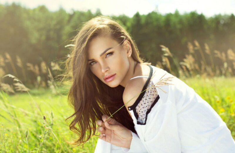 Woman in a Field — Green, Serene, Afternoon, Photograph, Grass