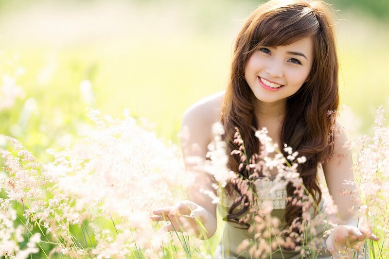 woman in a field of flowers