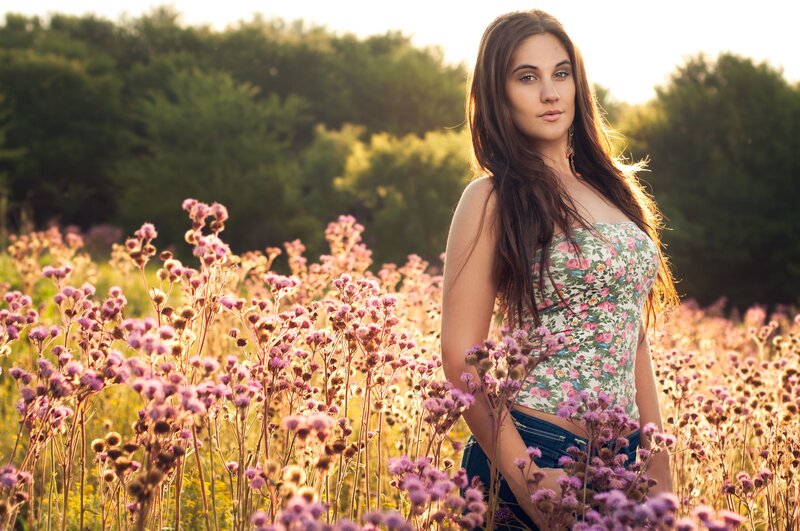 woman in a field of flowers