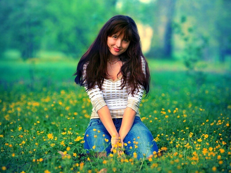 woman in a field of flowers