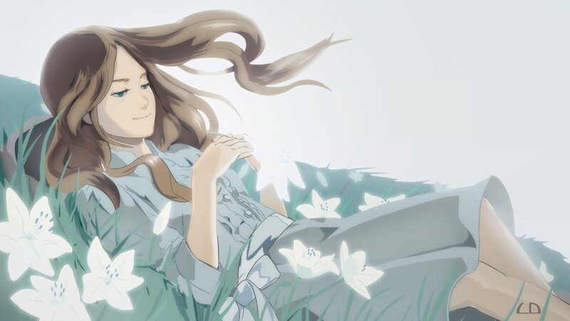 woman in a field of flowers