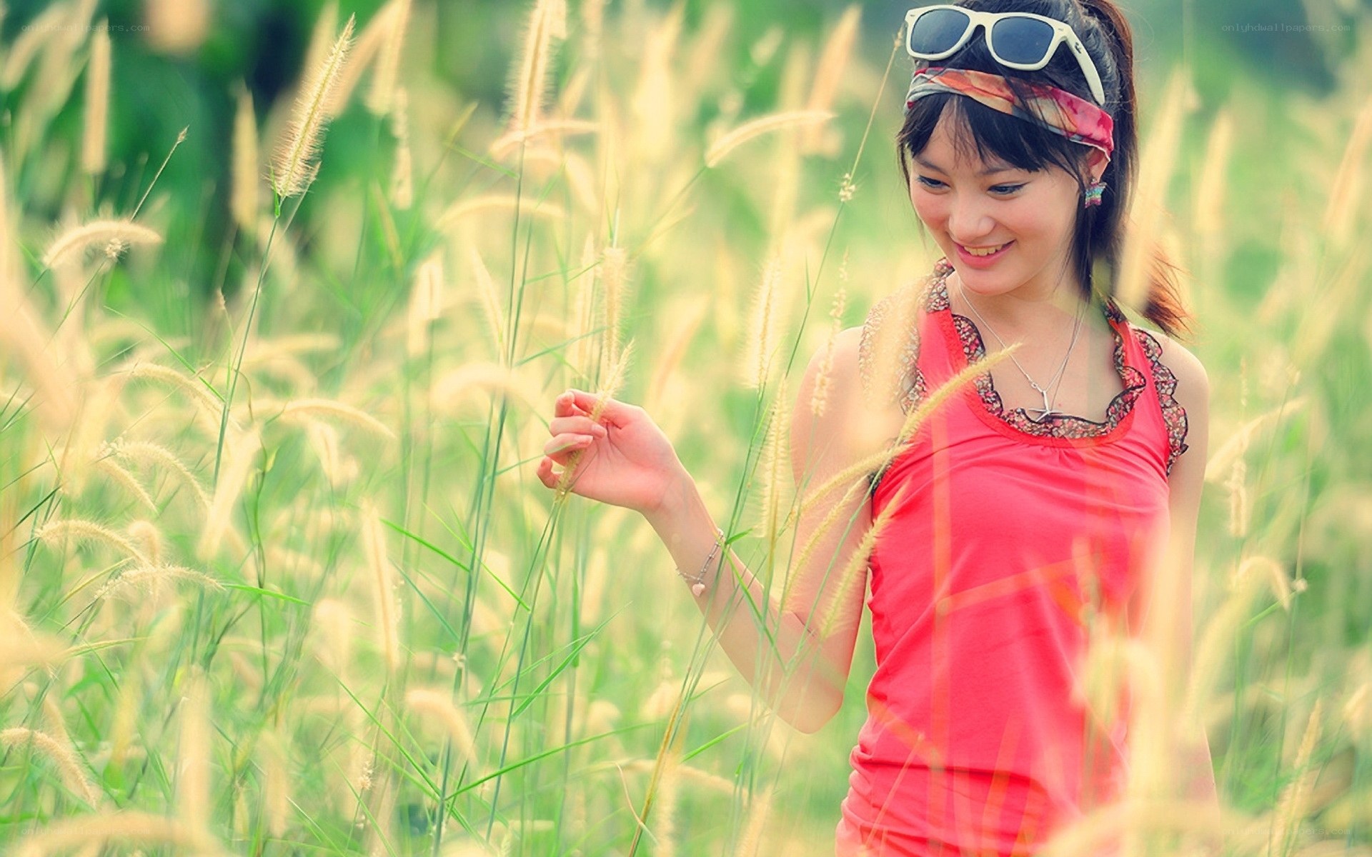 woman in a field of grass