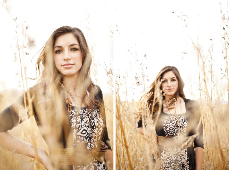 woman in a field of tall grass