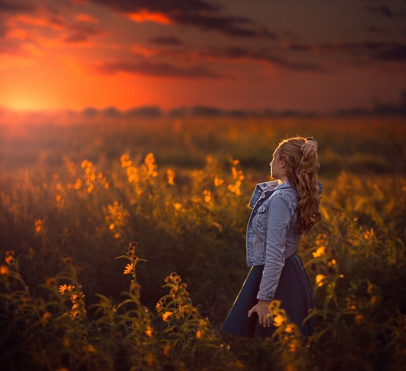 Woman in a Field — Orange