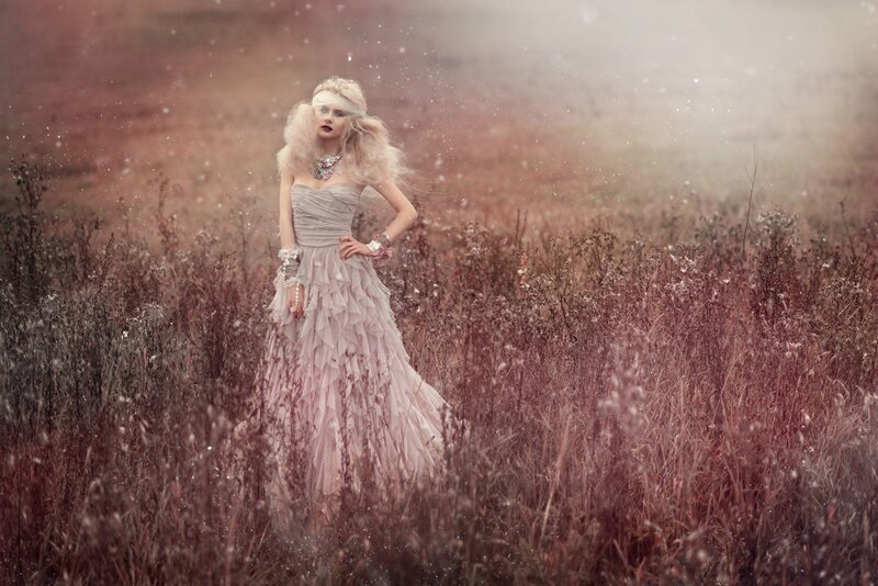 Woman in a Field — Pink, Dreamy