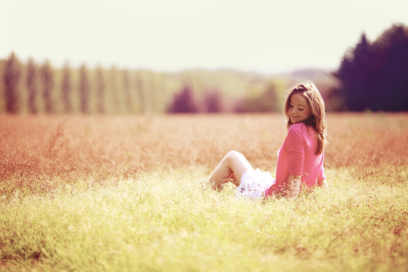 Woman in a Field — Pink