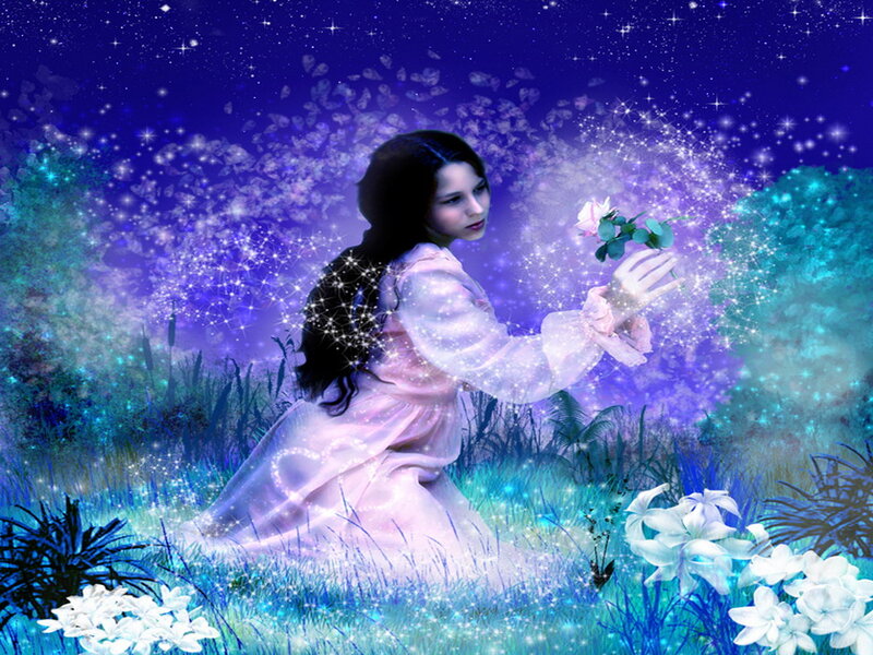 Woman in a Field — Purple, Magical