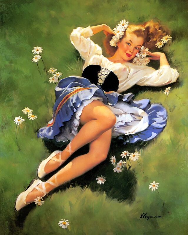 Woman in a field with daisies