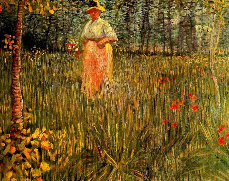 Woman in a field with flowers