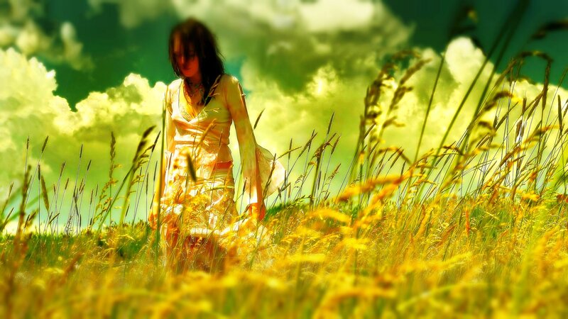 Woman in a Field — Yellow, Dramatic