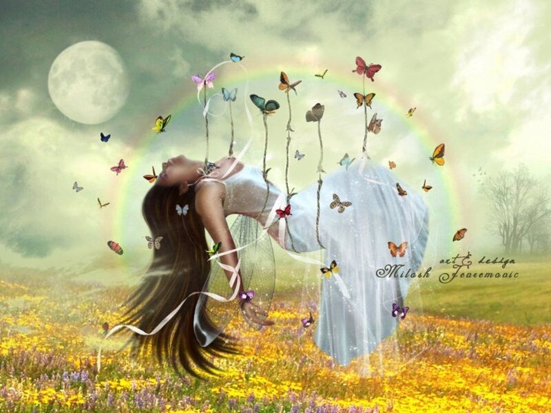 Woman in a Field — Yellow, Dreamy