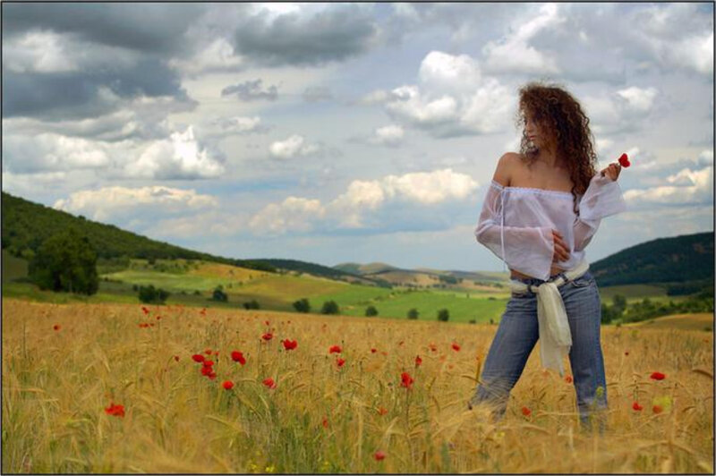 Woman in a Field — Yellow