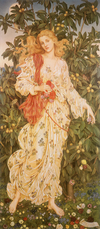Woman in a floral garden
