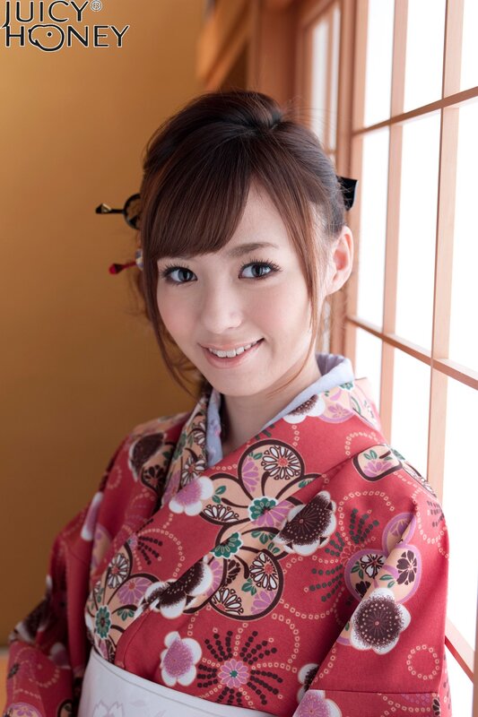 Woman in a floral kimono