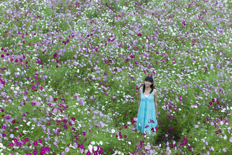 Woman in a flower field