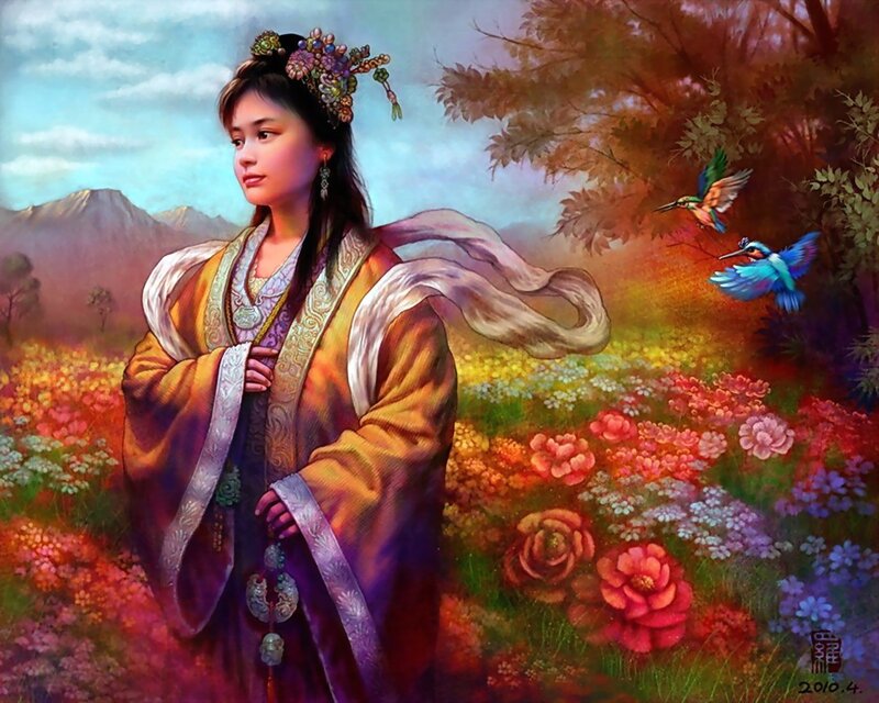 Woman in a flower field